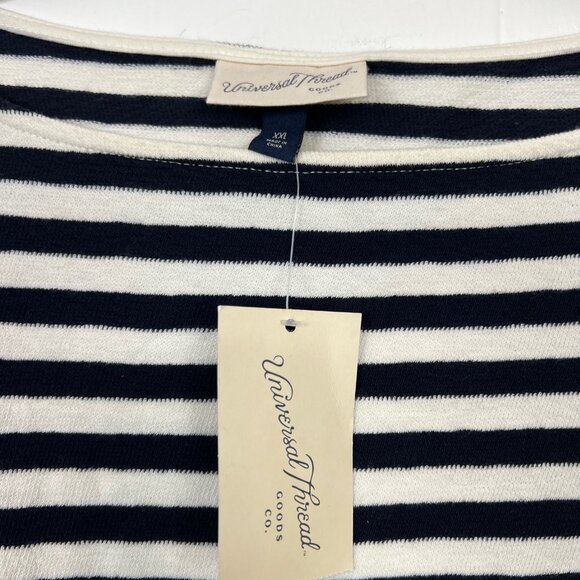 NWT Universal Thread Navy White Striped Woven Knit Top Sweater XXL - Picture 2 of 4